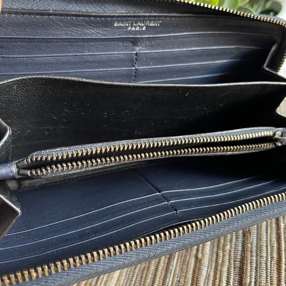 YSL Saint Laurent Dark Navy ziparound long wallet - Picture 3 of 12